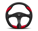 Momo Retro Steering Wheel 360 mm - 4 Black Leather/Wht Stitch/Brushed Spokes
