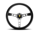 Momo Prototipo Steering Wheel 350 mm - Black Leather/Wht Stitch/Brshd Spokes