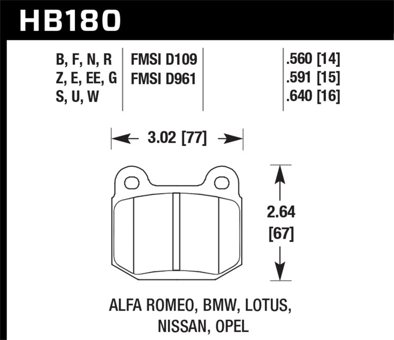 Hawk 03-06 Evo / 04-09 STi / 03-07 350z Track HT-10 Rear Pads